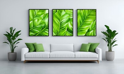 Poster - Modern wall-mounted display mockup, sleek design, vibrant colors, showcasing innovative technology in a contemporary interior setting