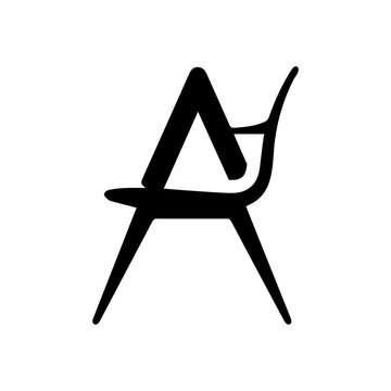 Minimalist Letter A Chair Logo Design Silhouette Vector Illustration
