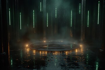 Poster - a time machine surrounded by swirling light effects.
