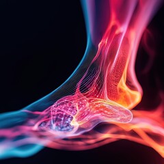 Poster - A close-up of the Achilles tendon area with red zones indicating inflammation.