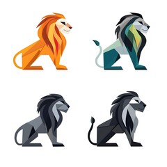 Wall Mural - lion figures simple flat minimalist, generation AI