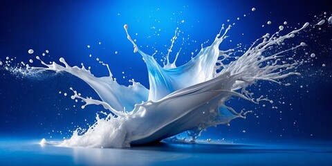 Poster - Abstract Blue White Splash Background: Modern Minimalist Design Texture