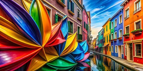Poster - Abstract Colorful Elongated Shapes Vibrant Art Background