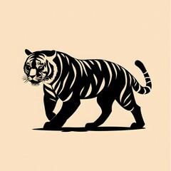 Wall Mural - Tiger figures simple flat minimalist, generation AI