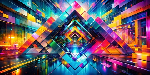 Aufkleber - Abstract Geometric Double Exposure Glitch Art: Dynamic Design Animation Background
