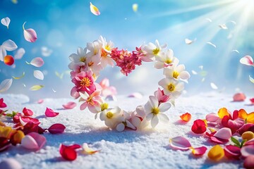 Poster - Abstract Heart Shaped White Background Landscape Stock Photo - Minimalist Nature Scene