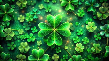 Poster - Abstract Irish Clover Holiday Pattern: Green Shamrock Festive Background