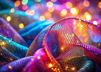 Poster - Abstract Mesh Fabric Texture Background with Bokeh, Decorative Fiber Pattern, Soft Focus