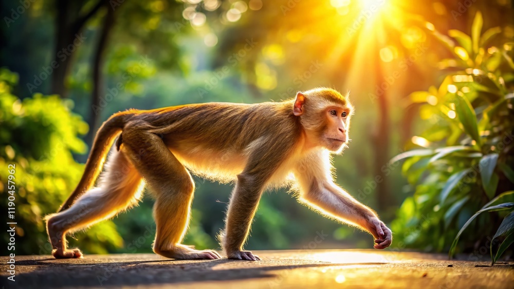 Ilustração Aerial View Monkey Walk Cycle Animation Frames, Looping ...