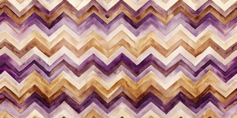 Poster - Abstract Purple Brown Watercolor Chevron Minimalist Background Texture