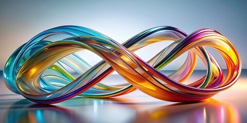 Poster - Abstract Sculpture: Twisting Ribbons, Minimalist Art, Soft Light, Dynamic Form