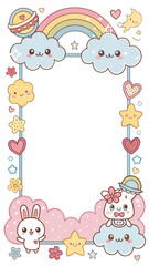 Sticker - Designs of picture frames, covers, frame, border cards with cute cartoon patterns. illustration background