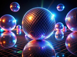 Poster - Abstract Sphere Lines: Elegant Black Background Stock Photo