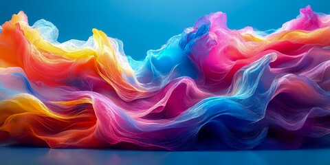 Leinwandbilder - Abstract Colorful Wave Landscape: A vibrant digital artwork depicting swirling, multicolored waves resembling a surreal landscape.