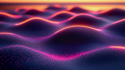 Leinwandbilder - Abstract Purple and Orange Wave Pattern: A Digital Art Rendering of Flowing, Illuminated Hills