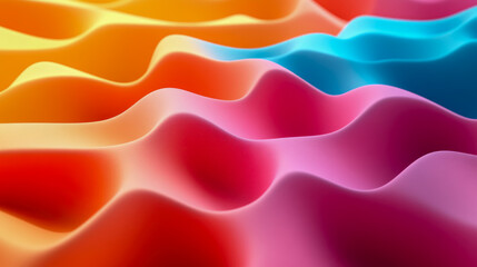 Leinwandbilder - Abstract Colorful Wavy Surface: A 3D Render of Vibrant Hues