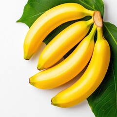 Wall Mural - Fresh Yellow Bananas Arranged on White Background for Healthy Eating