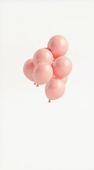 Poster - Light pink balloons floating against a minimalist white background creating a romantic atmosphere, perfect for valentine's day or spring celebrations, symbolizing love, joy, and festive occasions