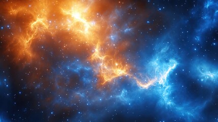 Wall Mural - blue and orange nebula with stars