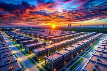 Poster - Aerial View of Modern Data Center Server Room, Network Communication Infrastructure