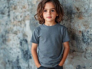 Canvas Print - Boy Standing in Front of Wall