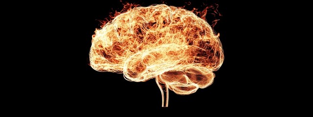 Poster - A symbolic image of a brain regaining its glow after stroke recovery.