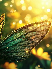 Poster - dew-kissed wing, shimmering in sunlight. ai.