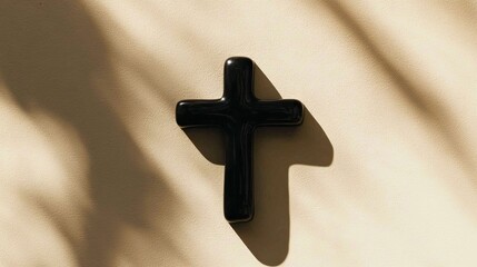 Poster - Centered Cross Silhouette Creating a Striking Contrast Against a Soft Gradient Background