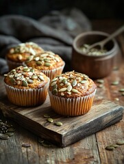 Poster - Muffin tops on wooden cutting board