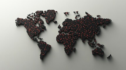 Poster - Minimalist World Map Design Using Black Dots on a Soft Gray Background for Artistic Inspiration