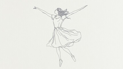 Poster - Elegant Dancer in a Minimalist Line Drawing Expressing Grace and Movement on a Clean Canvas