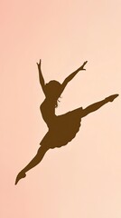 Poster - Graceful Dancer Silhouette Leaping Against a Soft Pastel Backdrop, Capturing Elegance and Motion