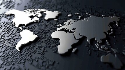 Aufkleber - World Map in Striking Contrast, Showcasing Intricate Details of Geography and Design