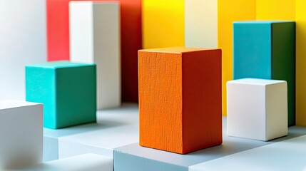 Poster - Cubes in Vibrant Colors Create a Playful Display of Shapes and Hues in a Modern Artistic Arrangement