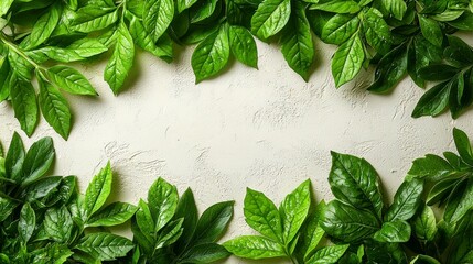 Wall Mural - Green leaves frame blank area.