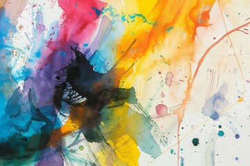 Poster - a dynamic abstract watercolor composition with splashes of vibrant topaz hues, an abstract watercolo