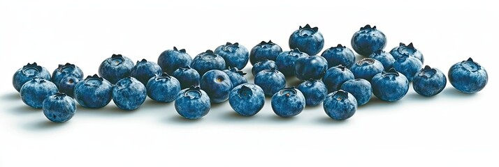 Poster - Freshly Picked Blueberries Showcasing Vibrant Colors and Textures on a Bright White Background