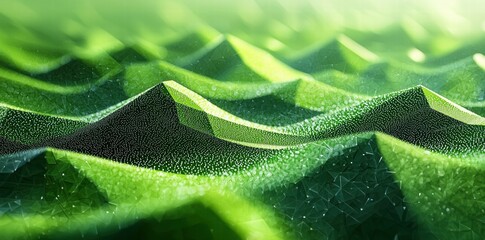 Poster - Green digital landscape, data wave, bright background, tech design