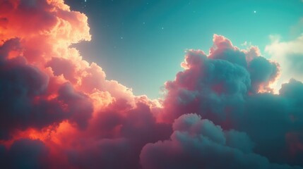 Wall Mural - cloudy night sky with stars