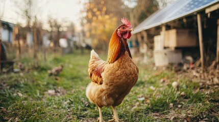 Wall Mural - Chicken near Barn