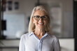 © fizkes - Head shot portrait pretty Caucasian mature businesslady posing in office. Profile picture of middle-aged female company boss, owner or executive manager smile, looking at camera standing alone indoors