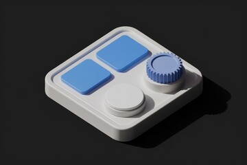Aufkleber - A 3D rendered image of a minimalist control panel with buttons and knobs.
