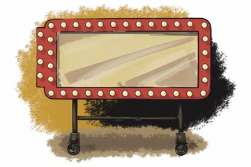 Poster - A vintage, red, wheeled marquee sign with blank space ready for text or images.