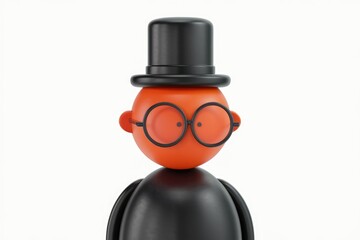 Poster - A 3D render of a friendly, orange character wearing a top hat and glasses.