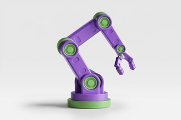 Poster - A vibrant purple and green robotic arm, showcasing advanced automation technology.