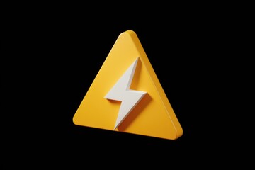 Poster - A yellow triangle warning sign with a white lightning bolt, indicating high voltage or electrical hazard.