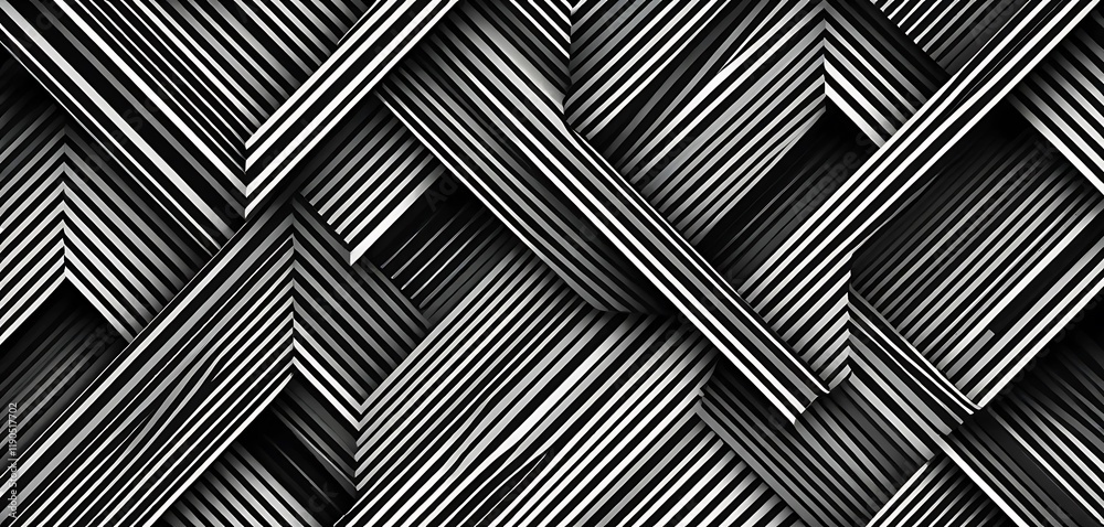 Abstract Black and White Striped Geometric Pattern