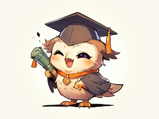 Wall Mural - Adorable Graduate Owl: A Celebration of Knowledge and Cutness