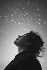 Wall Mural - woman gazing at stars
