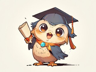 Wall Mural - Adorable Owl Graduate: A Celebration of Education and Wisdom